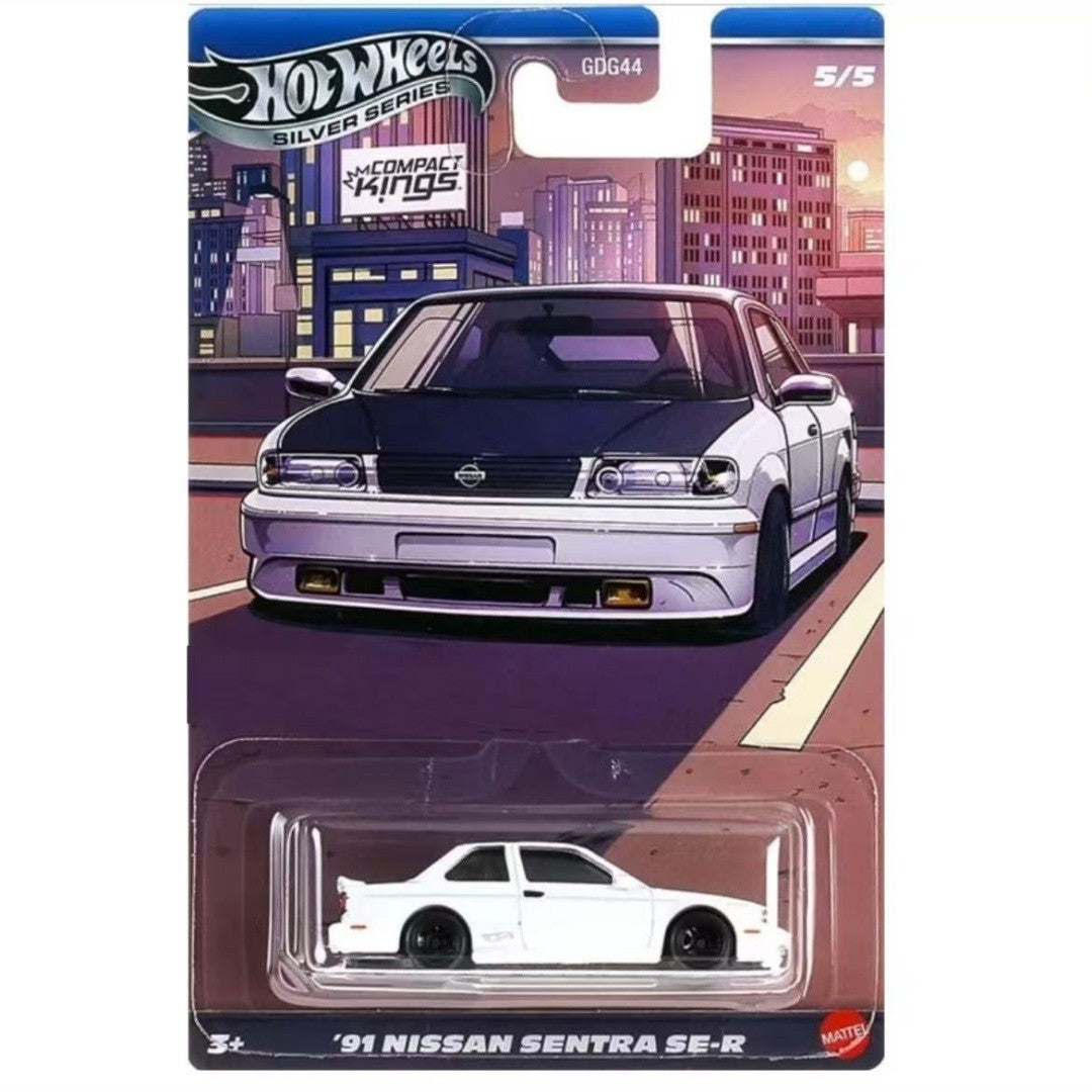 Hot Wheels Car Silver Series Compact Kings Set Fiesta Civic Subaru Miata Sentra 1/64 Scale Die-Cast Model Cars Christmas Gift
