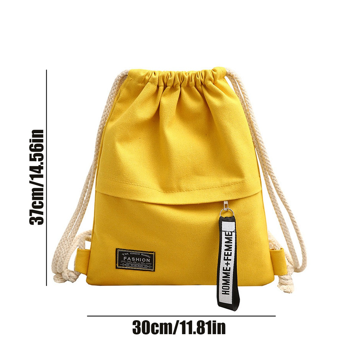 Canvas School Bag Double Shoulder Drawstring Backpack Drawstring Pocket Portable Casual Backpack Women Men Travel Backpack-A-DH