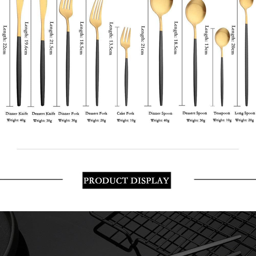 Tableware Stainless Steel Black Gold Flatware Cutlery Set Dinnerware Dinner Knife Coffee Spoon Fork Salad Fork Spoon Silverware