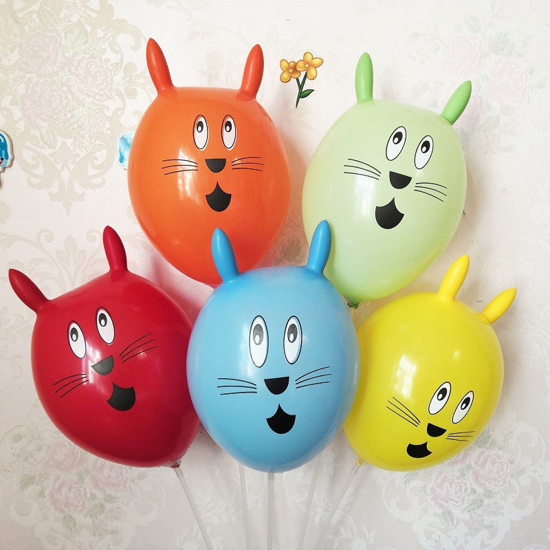 10pcs 12 inch printed latex balloon rabbit shaped children's toy ball cartoon animal balloons birthday decoration