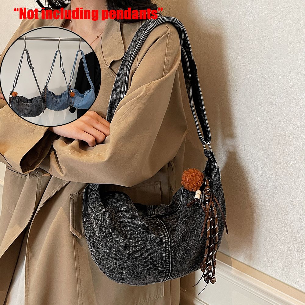 Autumn and Winter Trendy and Cool Fashion Denim Dumpling Bag New Zipper Versatile Single Shoulder Crossbody Bag