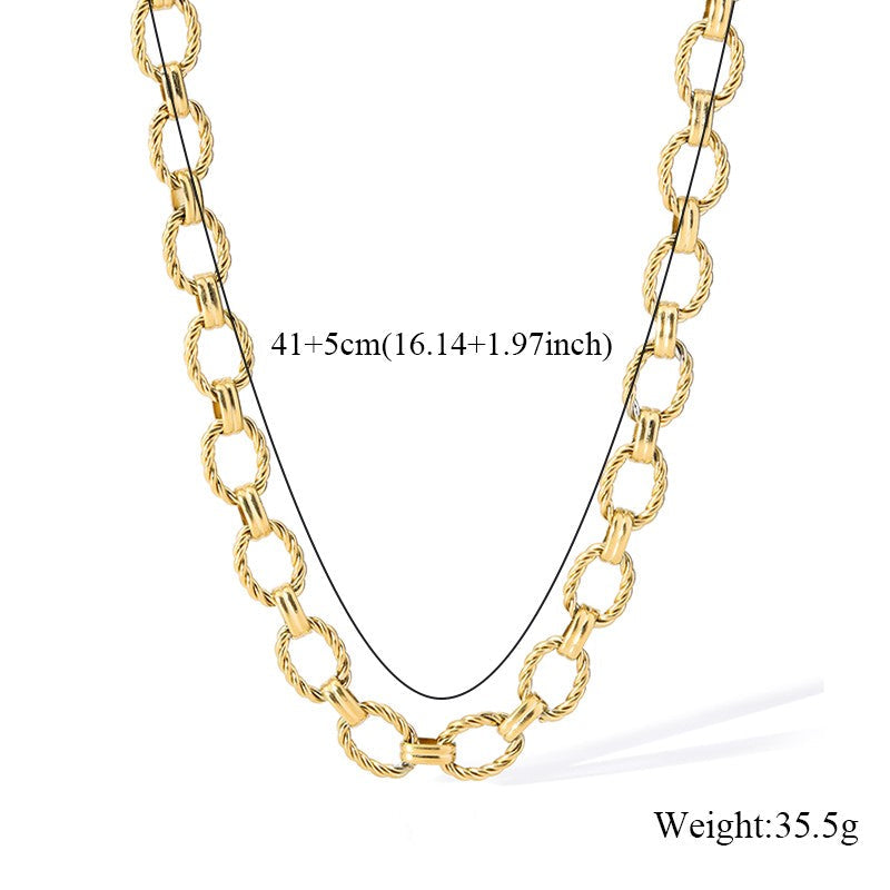 GANEMLY 316L Stainless Steel Metal Chain Necklace Bracelet Set For Women New Punk Collar Chokers Waterproof Jewelry Femme Gift