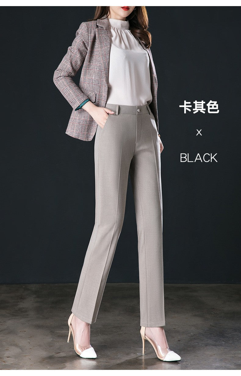 New Autumn Fashion Trousers Women's High Waisted Straight Suit Pants Loose Dress Pants Black Beige Grey Slacks Women Pantalones