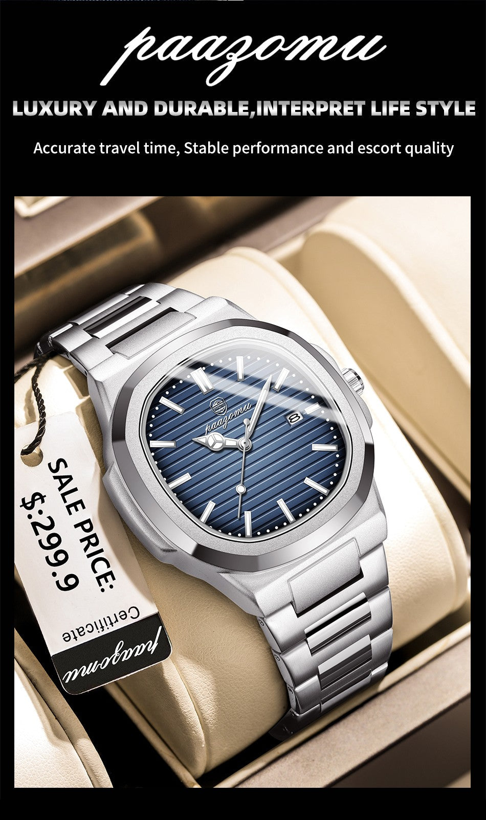 POEDAGAR Luxury Men Quartz Watch Waterproof Date Week Luminous Wristwatch Stainless Steel Men's Watches Male Clock Sports Reloj