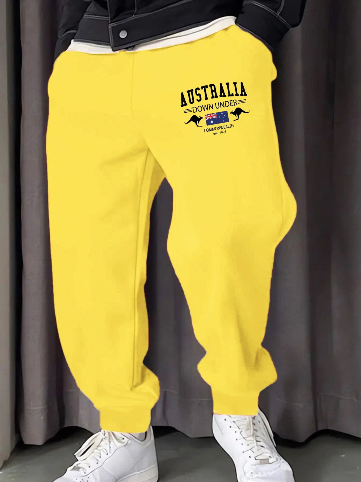 Australia Down Under Printing Man Sweatpants Pocket Comfy Long Pants Comfortable Basic Trousers Y2K Elastic Waist All-Match Pant