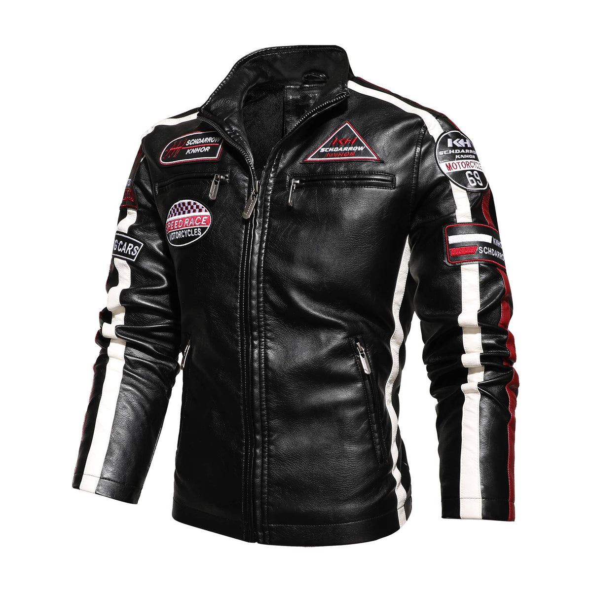 New Motorcycle Jacket For Men In Autumn/Winter 2020 Fashion Casual Leather Embroidered Flight Jacket In Winter Velvet Pu Jacke