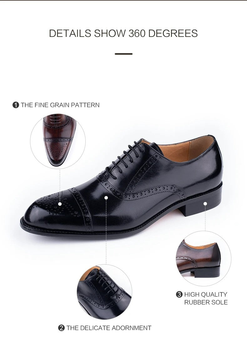 Classic Brogue Shoe Men's Business Suits Matches New Style Genuine Cowhide Handmade Formal Office Wedding Party Mans Dress Shoes