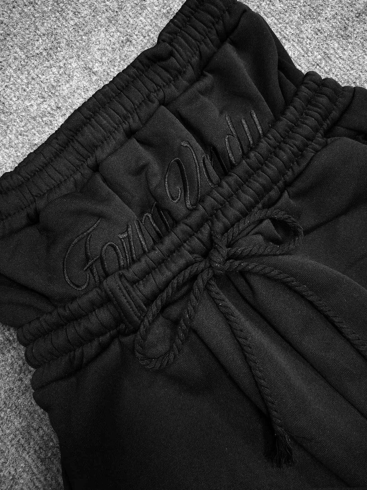 Harajuku Loose Double Waisted Sweatpants Y2K American Solid Color Letter Embroidery Casual Pants Hip Hop Drawstring Waist Jogger