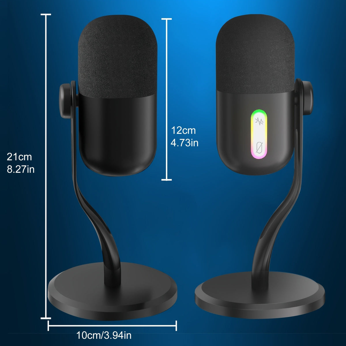 Aveek USB Condenser Microphone, Gaming Studio Microphone Mic For PC, PS4, PS5 And Mac, Tap-to-Mute Sensor, Noise Cancelling RGB