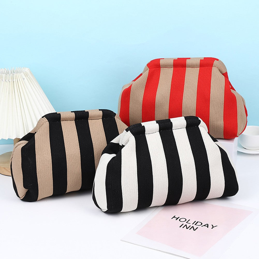 Ladies Crochet Clutch Purses Contrast Color Beach Bags Summer Woven Bags Women's Knitted Dumpling Bag Female Chic Colorblock Bag