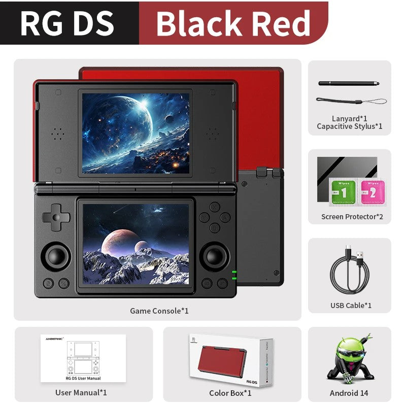 Anbernic RG DS Video Game Console Dual 4.0” IPS Screen Android 14 Support Dual Application On Split Screens & Hall PSP Gifts