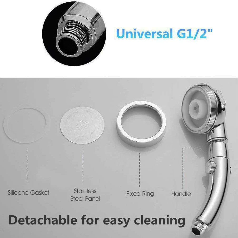 3 Spray Setting with ON/OFF Pause Switch 360 Degrees Rotating Handheld Shower Head Adjustable Water Saving Shower Head