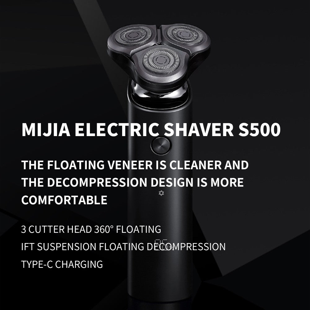 XIAOMI MIJIA S500 Electric Shaver Dry Wet Shaving Triple Blade Trimmer Beard Floating Head Men's Shaver Electric Razors Machine