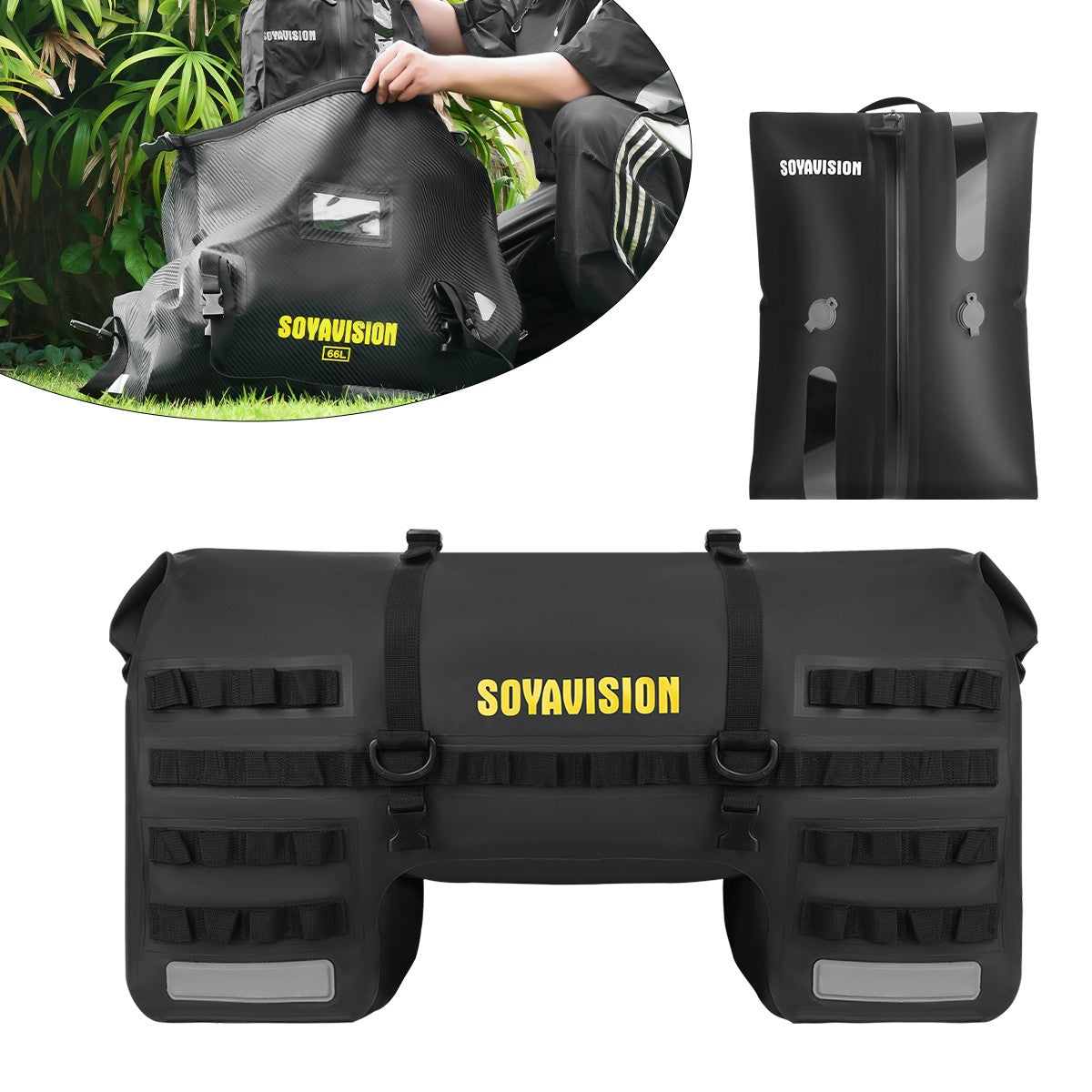 Universal Motorcycle Waterproof Tail Bags Back Seat Bags Cycling Camping Travel Bag Motorbike Scooter Sport Luggage Pack 66L 40L