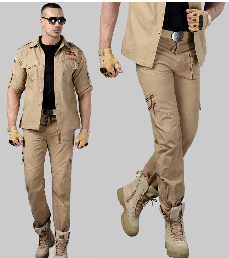 Short Sleeved Shirts Men Tactical T-shirt Spring Summer Workwear Cotton Vintage Shirt Army Embroidery Pocket Cargo Tees
