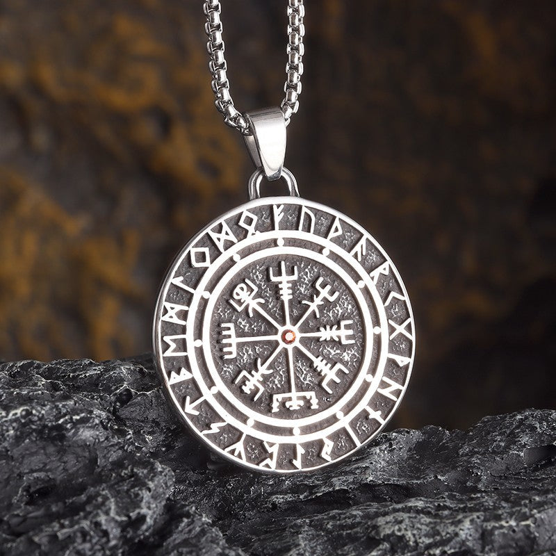 Rune Compass Necklace for Men Vintage High Quality Pendant Amulet Party Jewelry Gift