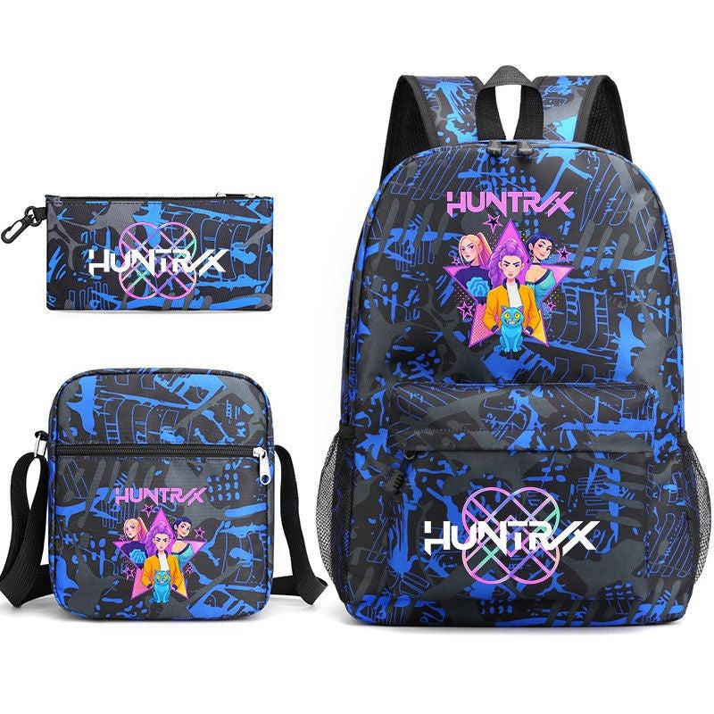 2026 KPop Demon Hunters Huntrix Print Student Backpack School Bags for Girls Pencil Case Set Anime Cartoon Girl'S Birthday Gift
