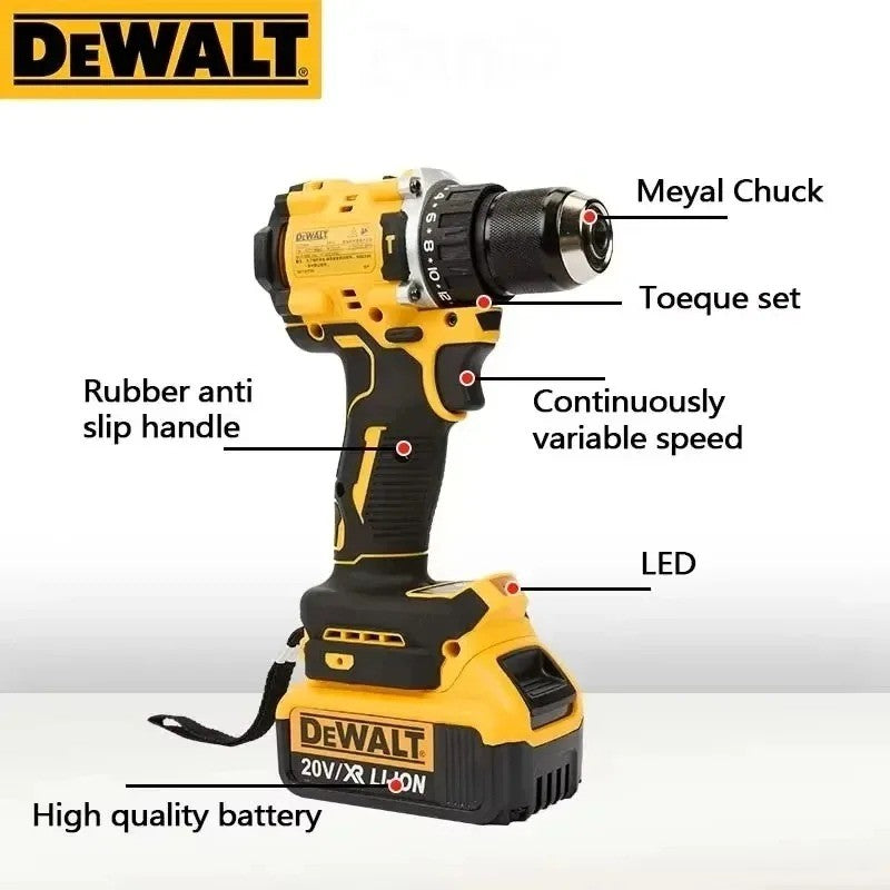 Genuine.DEWALT.DCD805. 20Vbattery +Power Tools Brushless Impact Drill Cordless Electric Screwdriver Multi-Function Hand Drill