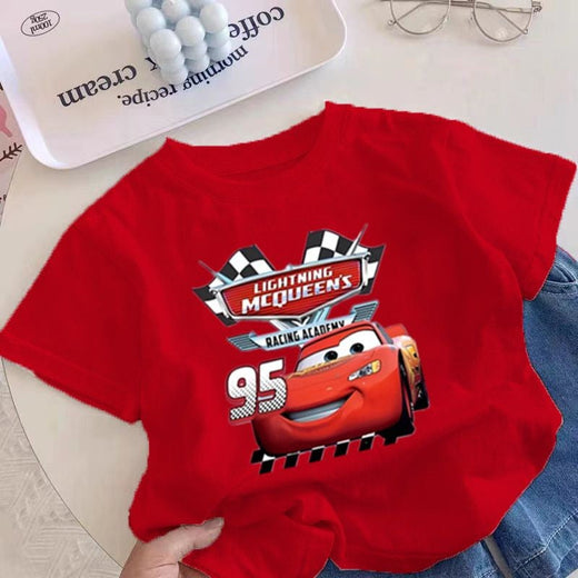 Cars Lightning McQueen Clothes Cotton Boys and Girls Short Sleeve T-shirt Summer Children Baby Half Sleeve Top