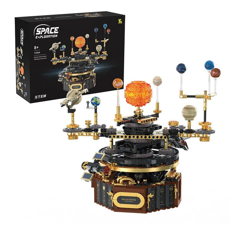 Electric solar system Model building blocks Space Exploration Learning equipment Assembling toy rotatable gift for child student