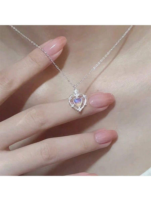 Women's Opal & CZ Heart Pendant Necklaces - Vintage Styles, Holiday Jewelry Gifts