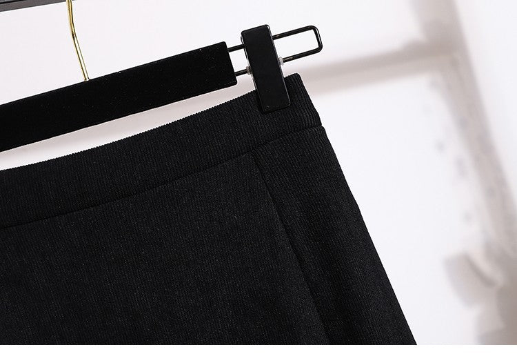 Plus Size Skirt Women 2024 Winter High Waist Elastic Velvet A Line Mermaid Skirt Korean Style Elegant Brown Or Black Long Skirts