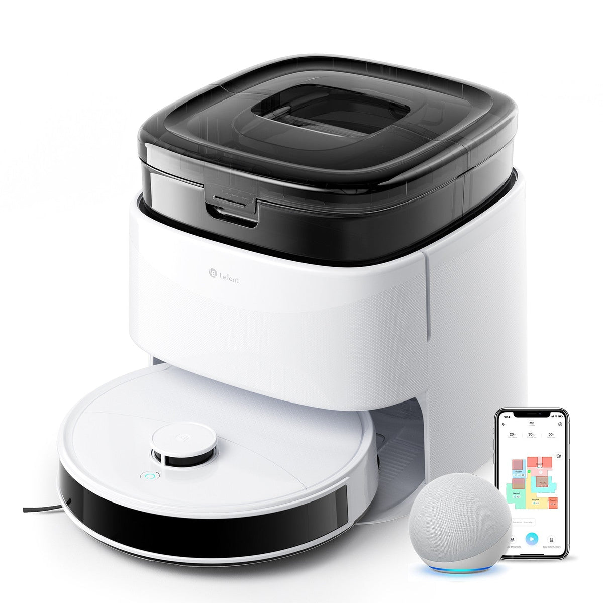 Lefant M3M3L Robot Vacuum, Robot Vacuum and Mop, 12000Pa Suction Anti-Tangle Brushes, Dual Spinning Mop, Auto Mop Washing Drying