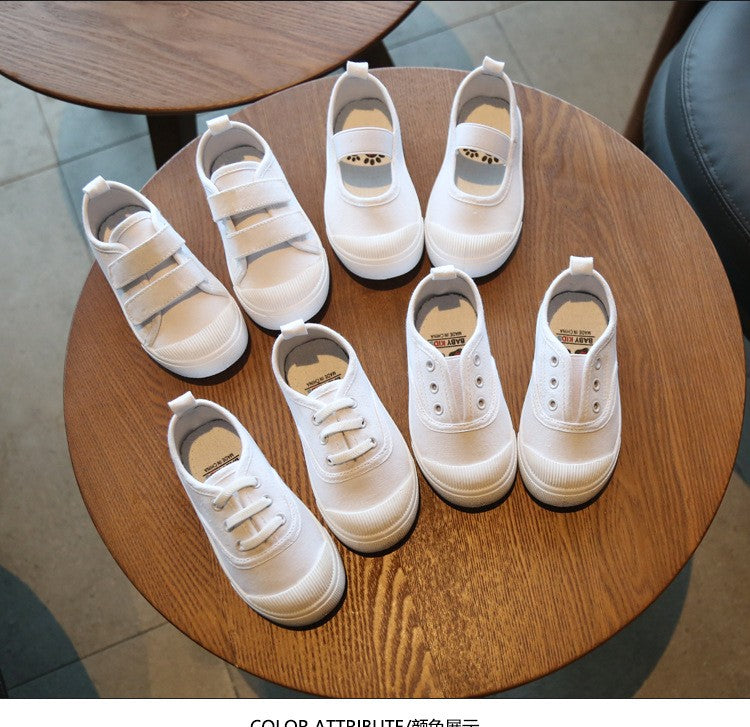 New Spring Summer Children's Canvas Shoes Girls White Shoes Fashion Boys Soft Campus White Causal Shoes Non-slip Sneakers