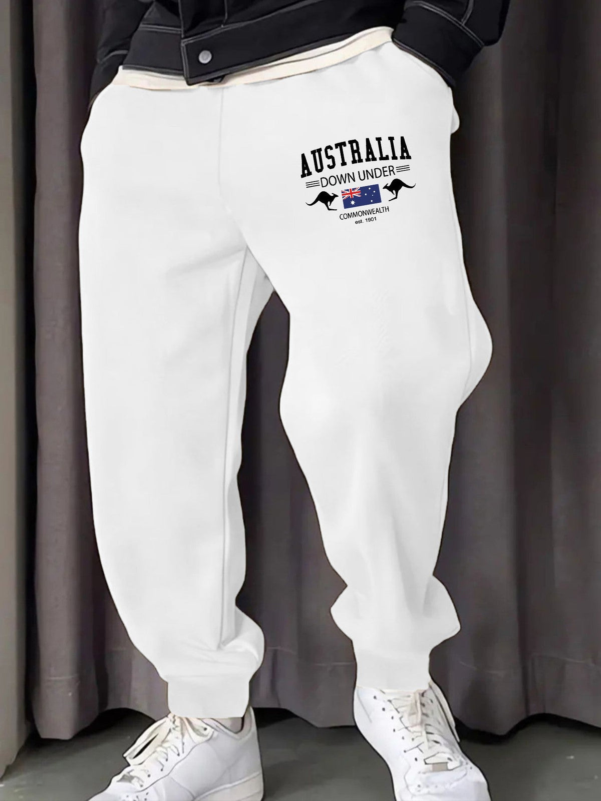Australia Down Under Printing Man Sweatpants Pocket Comfy Long Pants Comfortable Basic Trousers Y2K Elastic Waist All-Match Pant