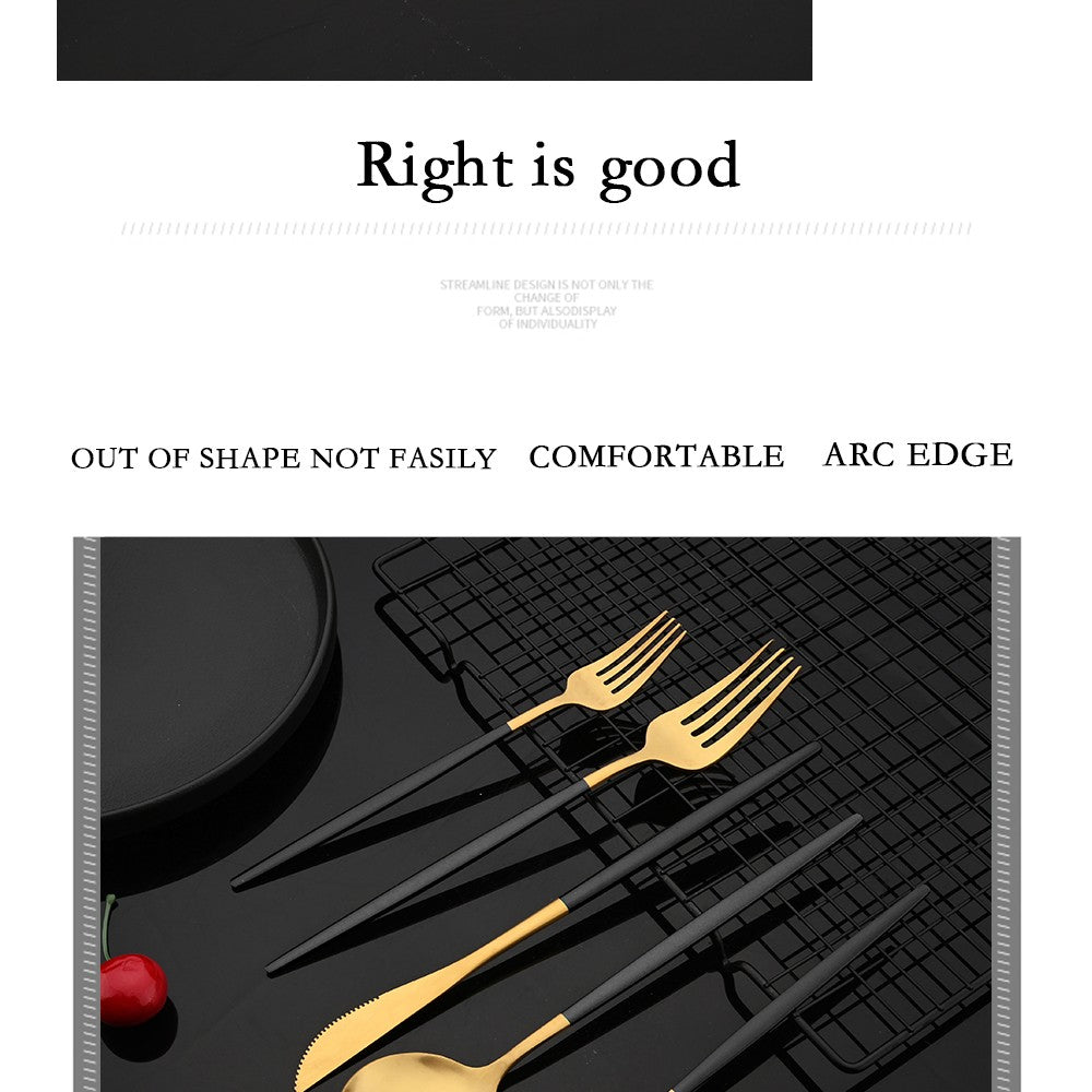Tableware Stainless Steel Black Gold Flatware Cutlery Set Dinnerware Dinner Knife Coffee Spoon Fork Salad Fork Spoon Silverware