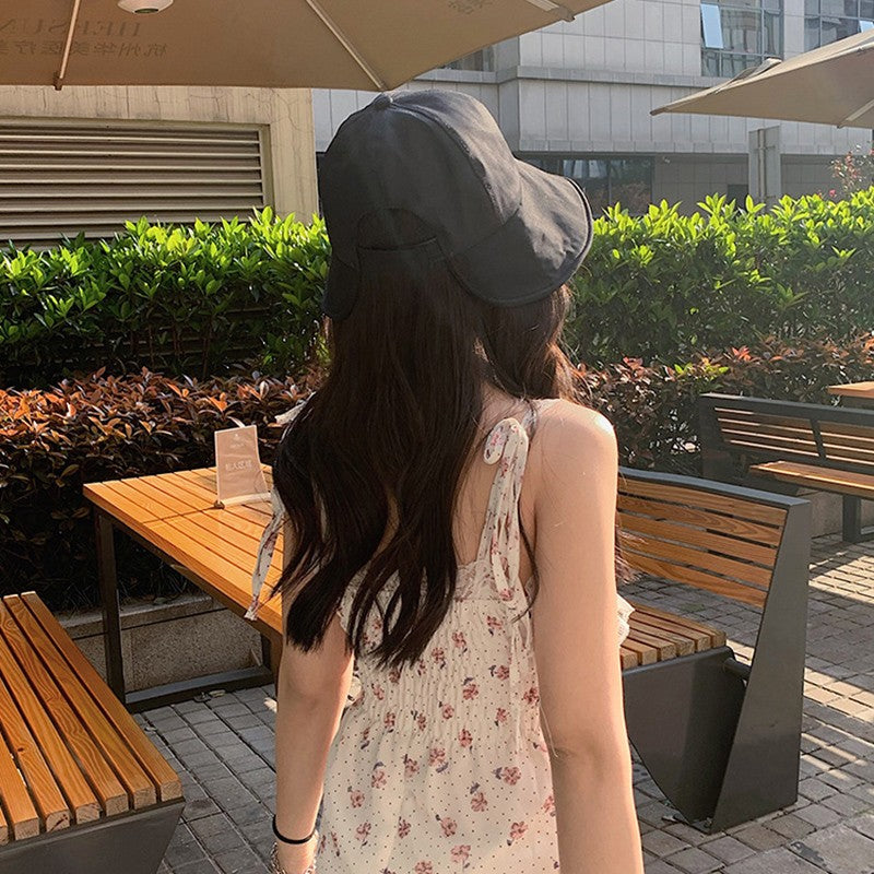 Women Summer Sun Hat Soft Cotton Solid Color Bucket Hats For Girl Lady Outdoor Beach Adjustable Sunshade Fisherman Cap