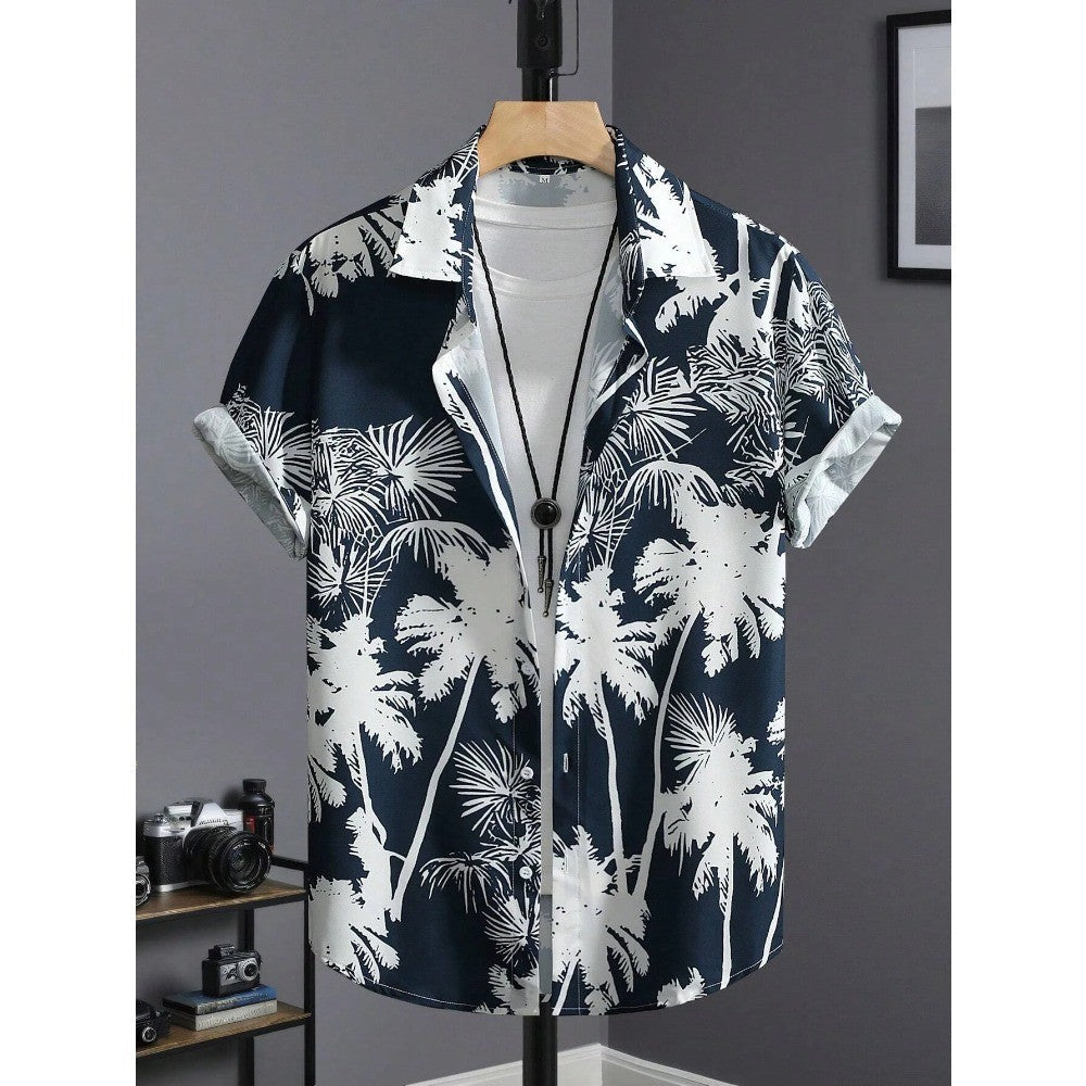 Hawaiian Shirt Man Print Casual Thin Beach Slim Fashion Shirt High Quality Luxury Black Social Vintage Funny Oversized Clothes