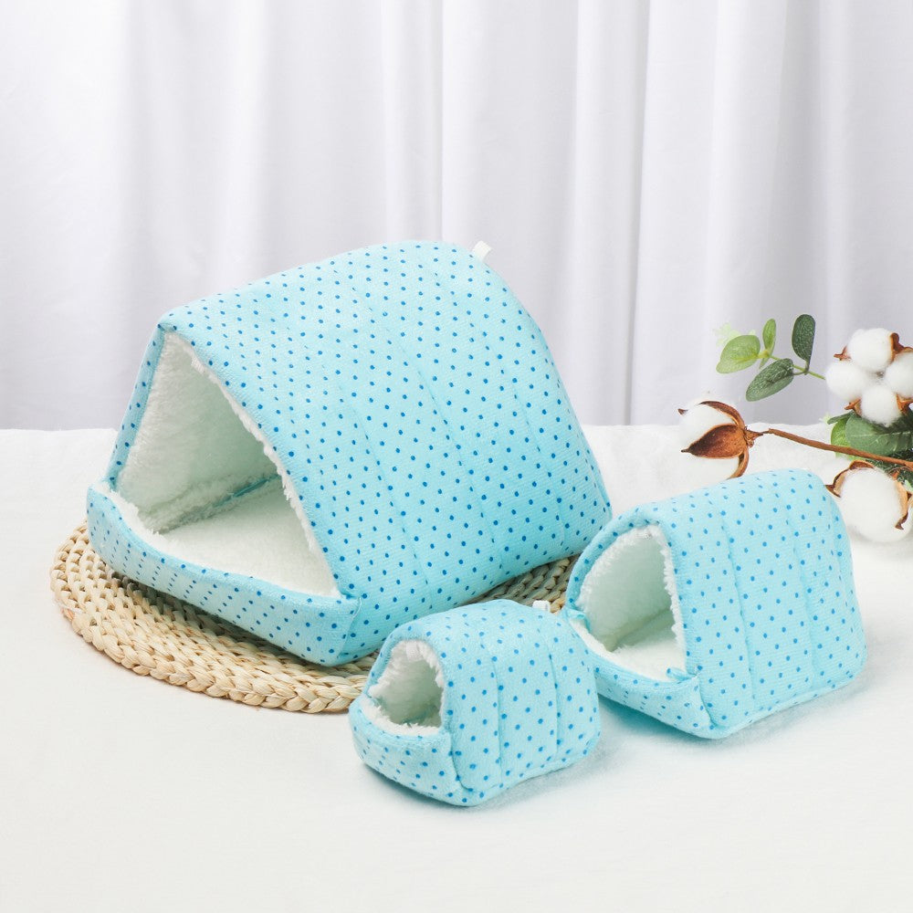 Winter Cute Cartoon Rabbit Squirrel Mini Cage Guinea Pig Nest Small Animal Mice Rat Pet Sleeping Bed Hamster House Warm Soft Mat