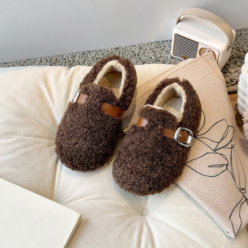 Winter Children's Shoes 2025 New Girls Fluffy Cotton Shoes Soft Bottom Non-slip Kids Fashion Simple Plush Shoes Trend Versatile