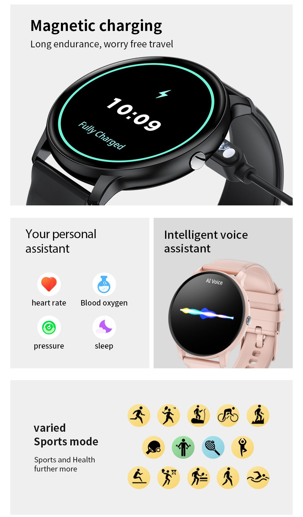 LIGE Smart Watch Women Men Bluetooth Call Sports Fitness Watches Heart Rate Health Monitor Smartwatch Ladies For Android iOS New