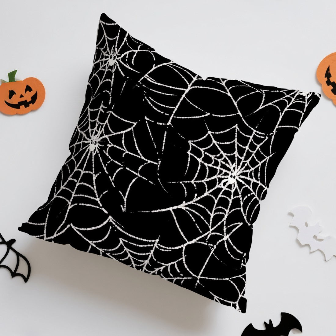 Halloween Ghost Pumpkin Print Cushion Cover Peach Skin Velvet Room Home Sofa Living Office Car Simplicity Pillow Cover 45x45CM