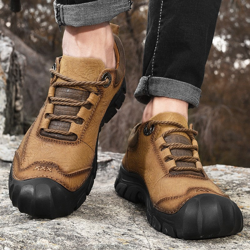 Outdoor Camping Hiking Shoes Men Genuine Leather Sports Sneakers Man Travel Casual Shoes Leisure Walking Climbing Men's Footwear