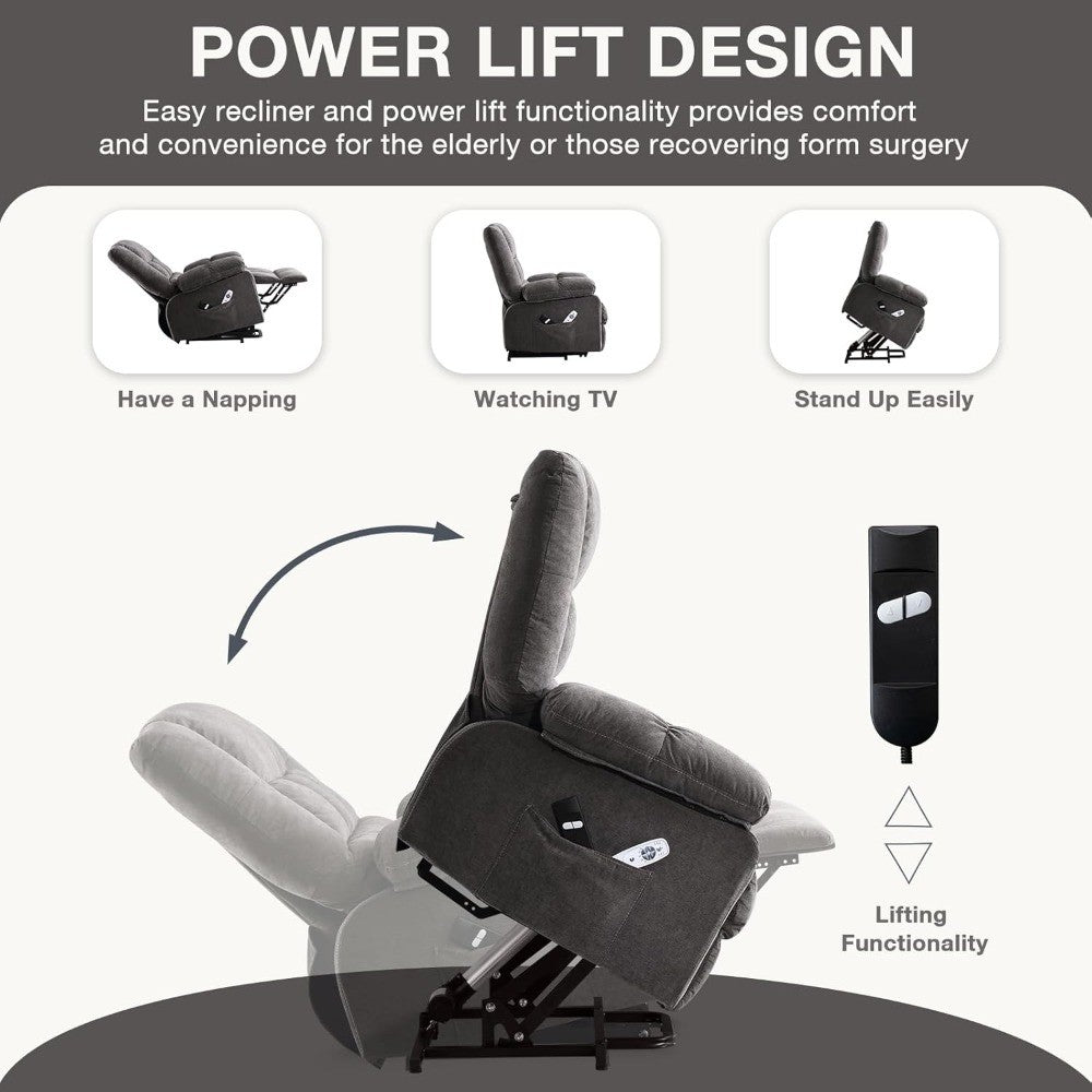Power Lift Recliner Chair Recliners for Elderly with Heat and Massage Recliner Chair for Living Room with Infinite Position