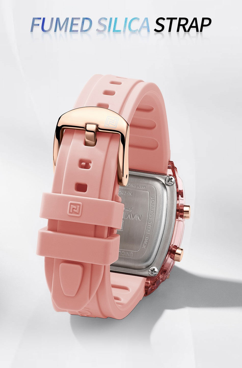 NAVIFORCE Watches for Woman LCD Digital Movement Female Clock Fashion 50m Waterproof Silicone Band Sport Electronic Wristwatches