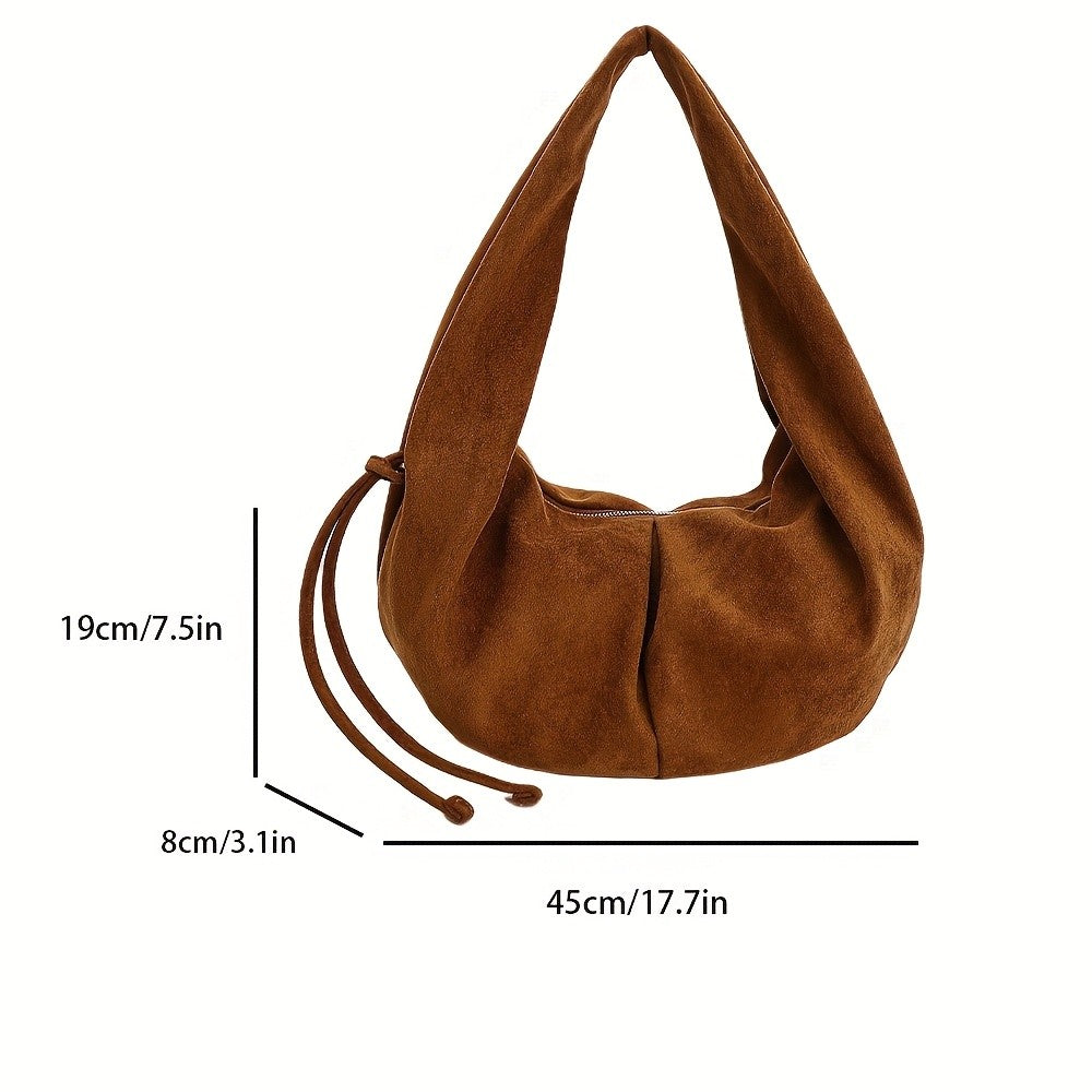 Retro Suede Leopard Print Saddle Bag for Women, Trendy Autumn and Winter Fashion, Underarm Bag, Large Capacity Handbag