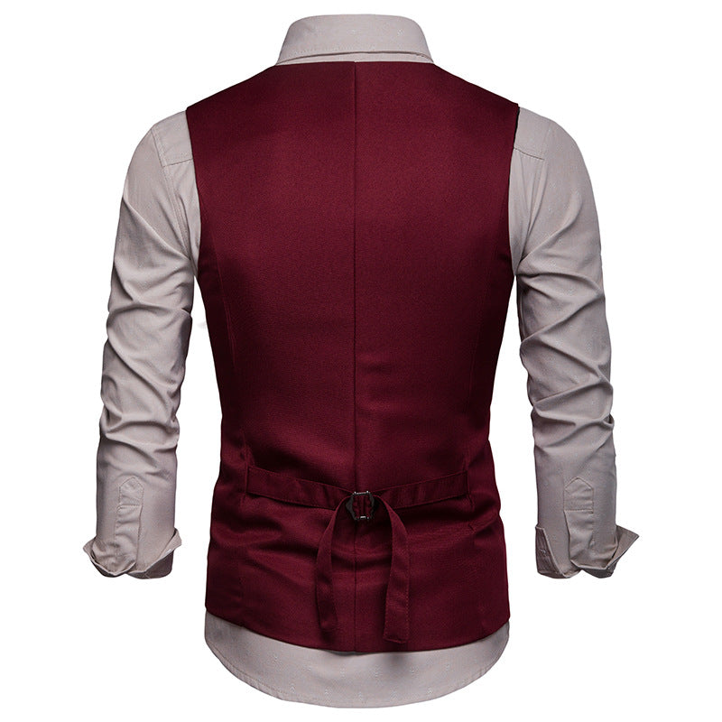 High Quality Men Suit Vest Waistcoat Chain Business Slim Groom Groomsman Wedding Men's Dress Blazer Vests Formal Party V05
