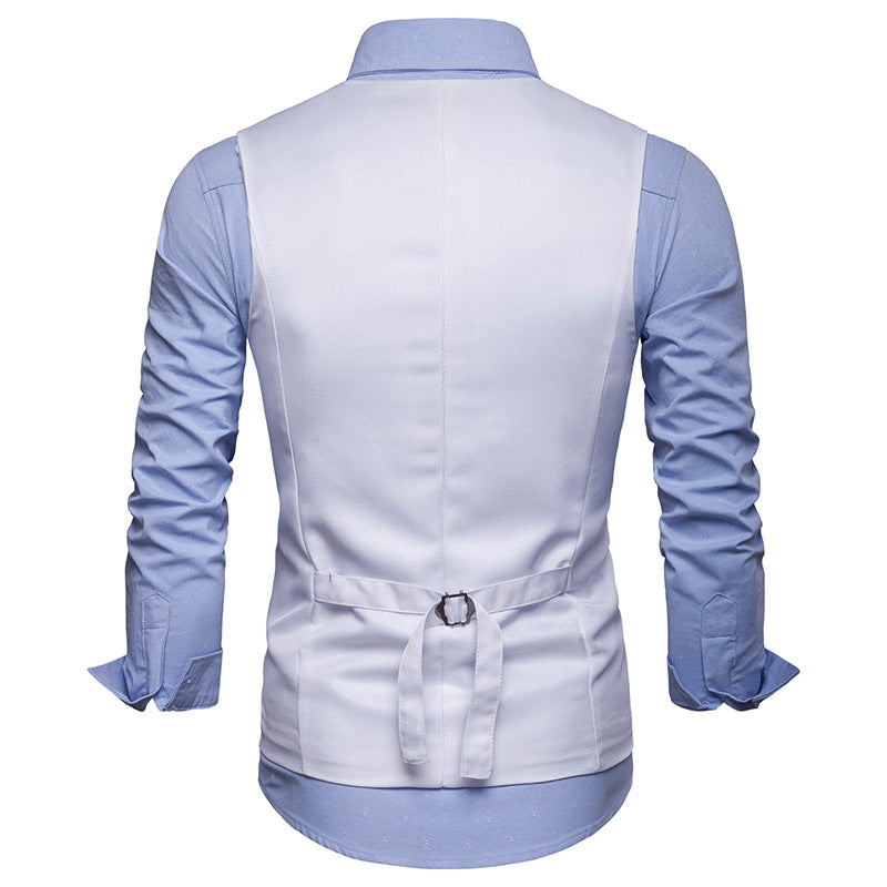High Quality Men Suit Vest Waistcoat Chain Business Slim Groom Groomsman Wedding Men's Dress Blazer Vests Formal Party V05