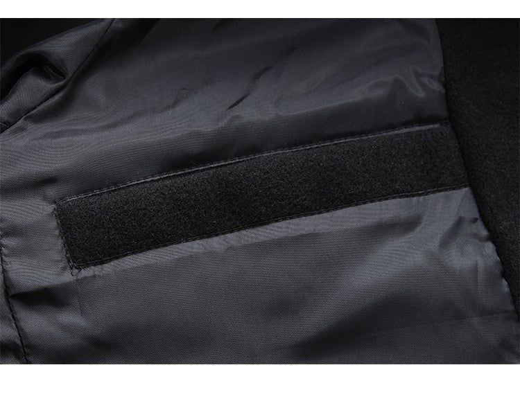 2025 Autumn Winter New Wool Men Long Cotton Coat Blend Pure Color Casual Business Fashion Slim Windbreaker Jacket Men Clothing