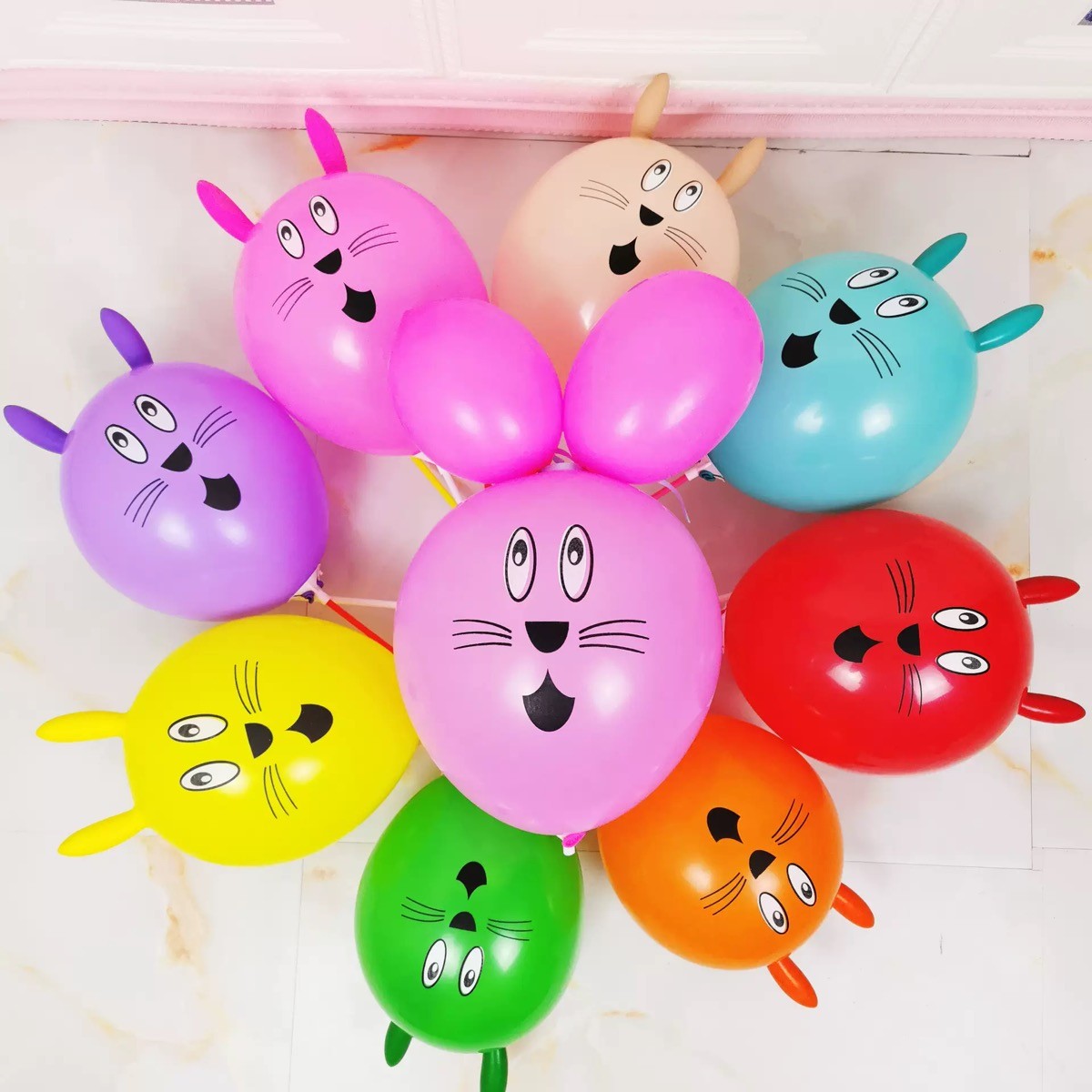 10pcs 12 inch printed latex balloon rabbit shaped children's toy ball cartoon animal balloons birthday decoration