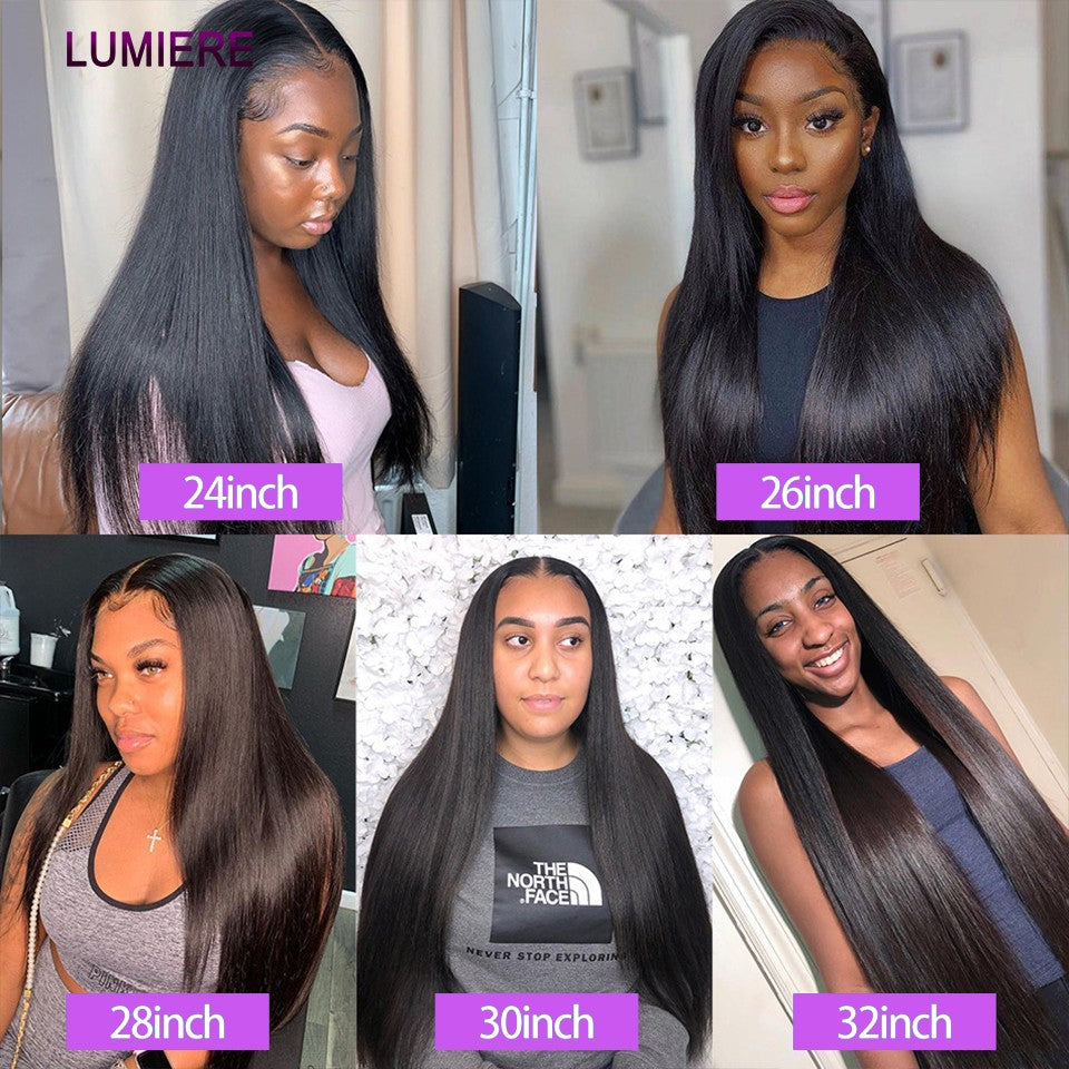 8-40" Bone Straight Human Hair Bundles 1/3/4 PCS Brazilian Hair Weave Raw Human Hair Bundles Deal Virgin Hair Extensions Lumiere