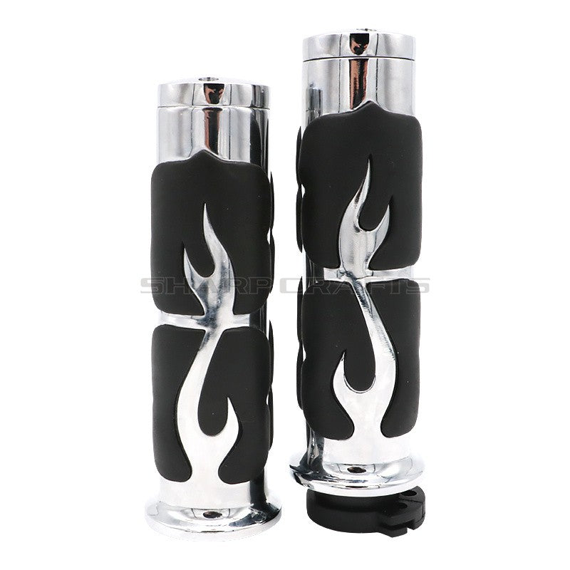 1" 25mm & 7/8'' 22mm Billet Rubber Flame Spike Hand Grips For Harley Honda Kawasaki Suzuki Yamaha Bikes Cruiser Chopper Custom