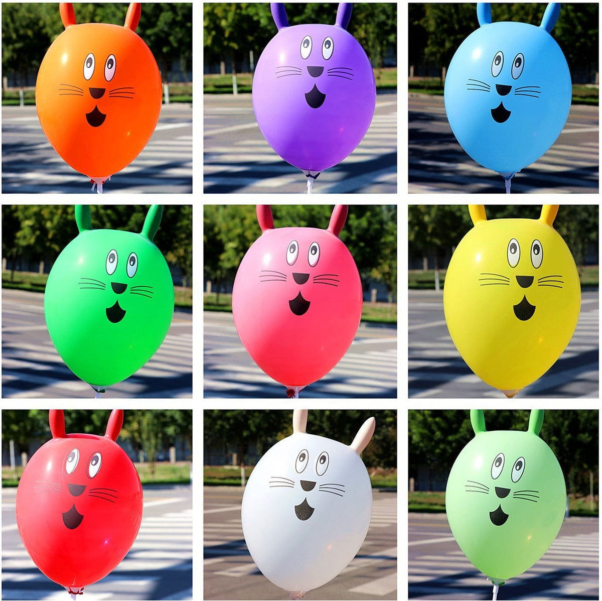 10pcs 12 inch printed latex balloon rabbit shaped children's toy ball cartoon animal balloons birthday decoration