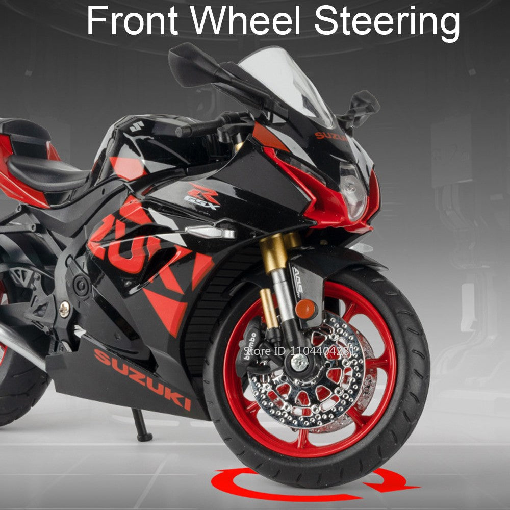 1:12 Suzuki GSX1000R R1250GS Alloy Diecast Toys Motorcycle Models Car with Light Shock Absorption Miniature Motorbike Boys Gifts