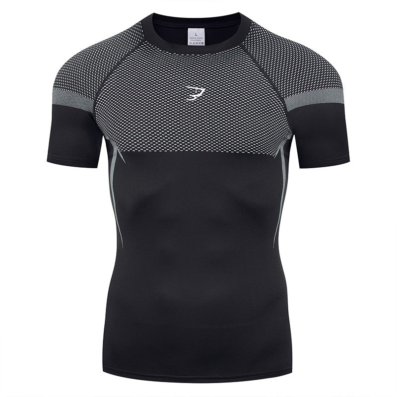 Men's Gym Compression Running Shirt Tight Short Sleeve Sports T-Shirt Fitness Training Workout Breathable Homme Athletic Shirt