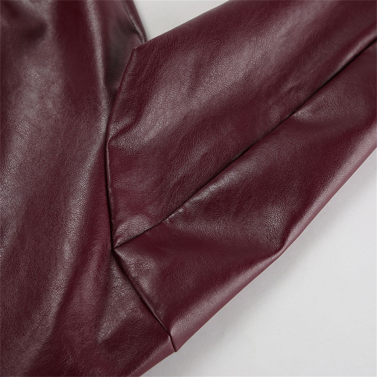 Women Vintage Wine Red Faux Leather Jakcet Fashion Outerwear Zipper Lapel Pu Coats Autumn Winter Streetwear Ladies Short Tops
